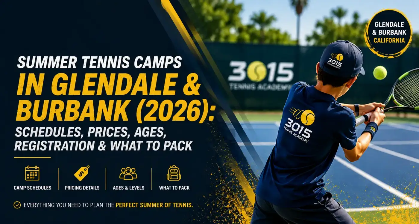 Summer tennis lessons in Glendale and Burbank featuring private and group tennis coaching for beginners and adults at 3015 Tennis Academy in California