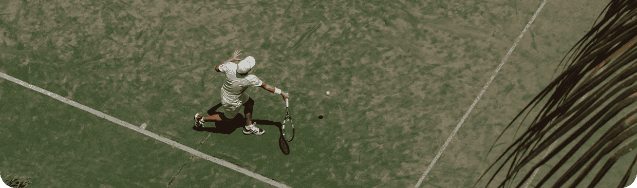 Tennis player on court from above